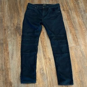 Karl Lagerfeld, Paris Moto jeans men’s 34 x 32 black denim stretch slim midrise